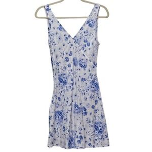 True Radiance Babydoll Blue Liberty Floral Sleeveless Mini Dress Size L Fits S